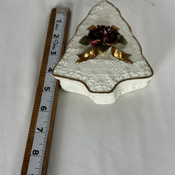 Tree Shaped Decorative Box with Gold Accents, Keepsake, Christmas - Picture 9 of 13